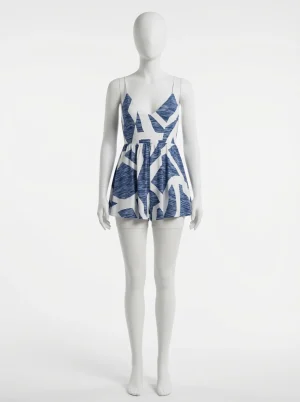 Combishort coton biologique décolleté plongeant vacances femme - Vue 1 - Combishort
