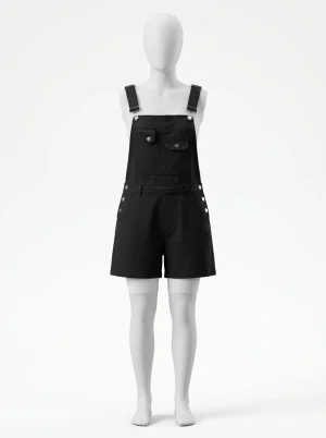 Combishort coton denim ajustable décontracté femme - Vue 1 - Combishort