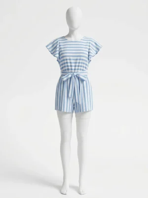 Combishort coton lin manches papillons vacances femme - Vue 1 - Combishort