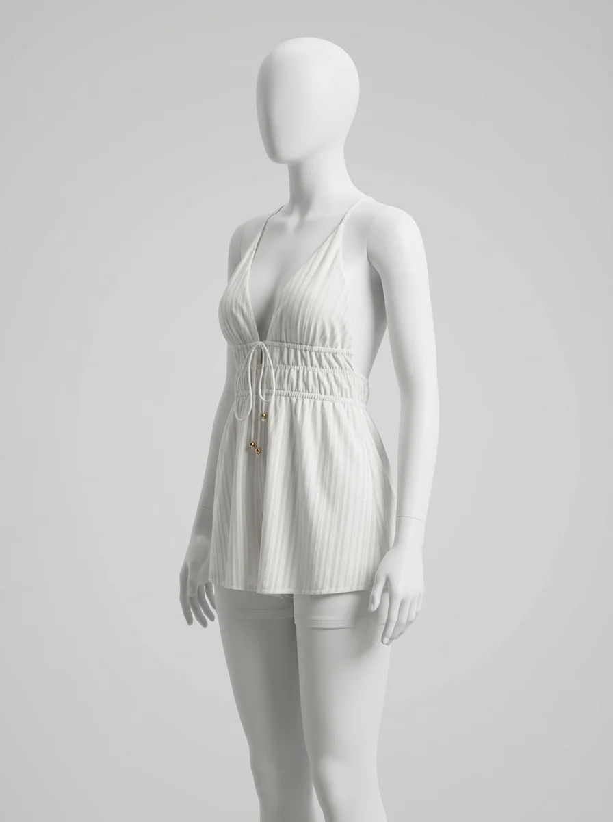 Combishort coton polyester caraco dos nu sexy femme - Vue 3 - Combishort