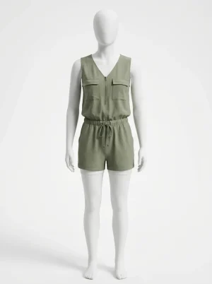 Combishort coton spandex ajustable moderne femme - Vue 1 - Combishort