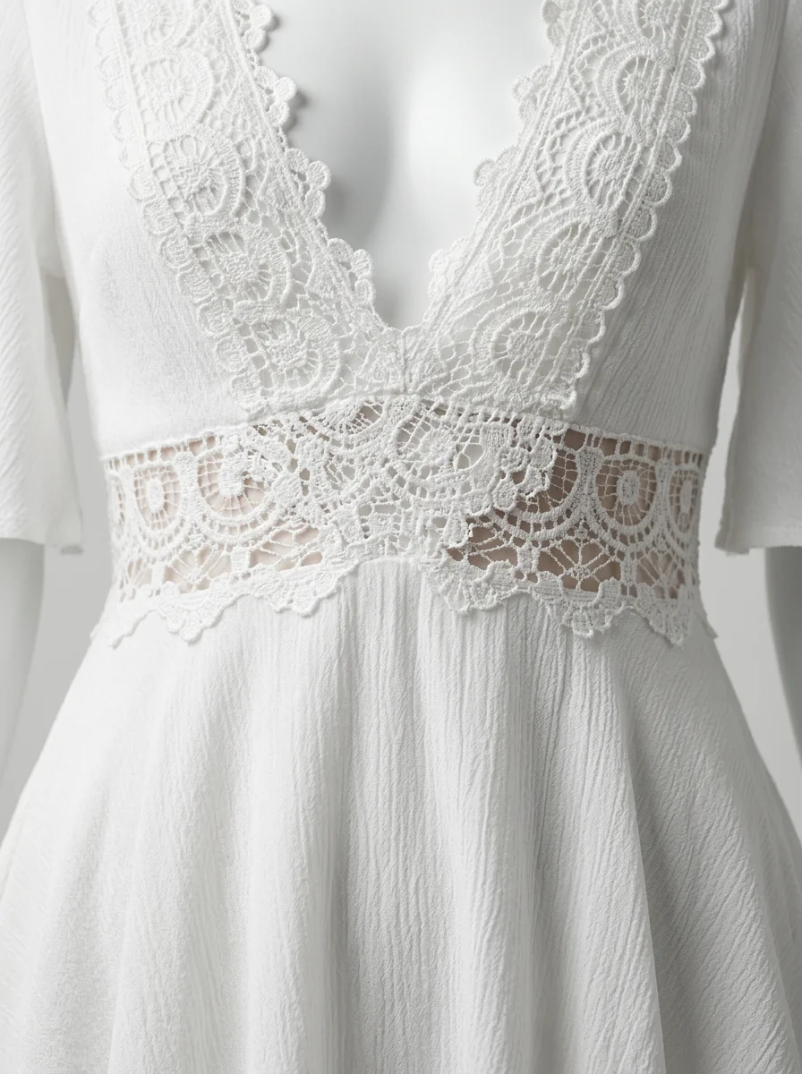 Combishort gaze de coton dentelle romantique femme - Vue 4 - Combishort