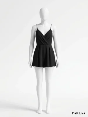 Combishort mousseline col v profond soirée femme - Vue 1 - Combishort