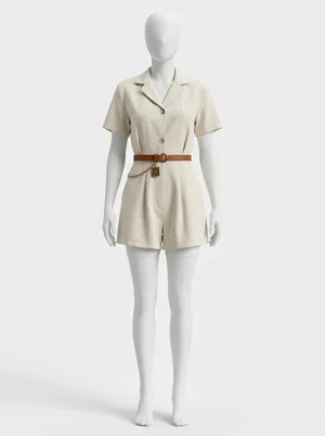 Combishort poly-coton manches courtes style professionnel femme - Vue 1 - Combishort