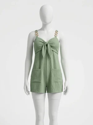 Combishort polyester anneaux bretelles poches femme contemporaine - Vue 1 - Combishort