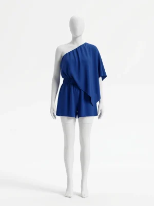 Combishort polyester asymétrique volantée moderne femme - Vue 1 - Combishort