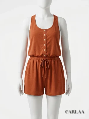 Combishort polyester boutonné dos nageur femme - Vue 1 - Combishort
