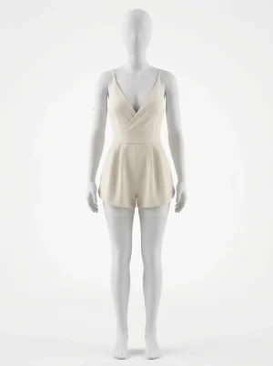 Combishort polyester cintré décolleté plongeant femme - Vue 1 - Combishort
