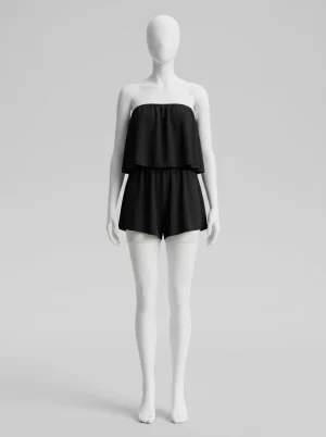 Combishort polyester coton bustier soirée élégante femme - Vue 1 - Combishort