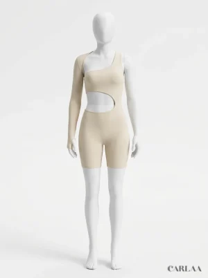 Combishort polyester fitness manches silhouette femme - Vue 1 - Combishort
