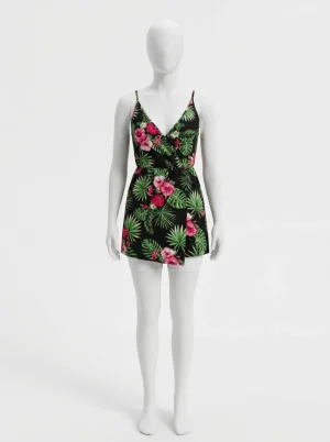 Combishort polyester imprimé tropical été bohème femme - Vue 1 - Combishort
