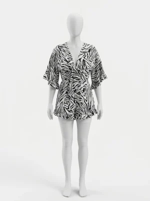 Combishort polyester motif animalier évasé moderne femme - Vue 1 - Combishort