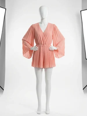Combishort polyester plissé manches bouffantes soirée femme - Vue 1 - Combishort