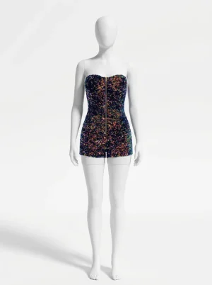Combishort polyester spandex bustier soirée éclatant femme - Vue 1 - Combishort