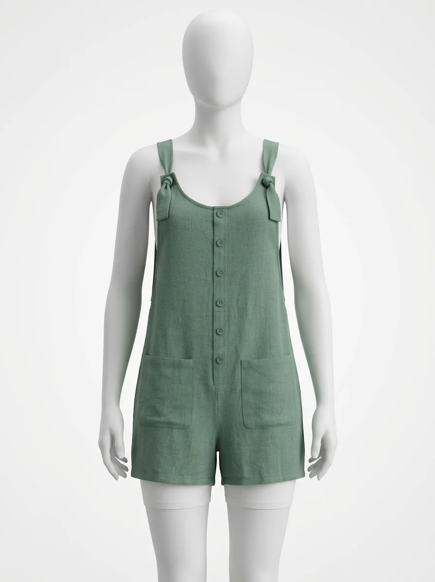Combishort salopette poly-coton quotidien style bohème femme - Vue 1 - Combishort