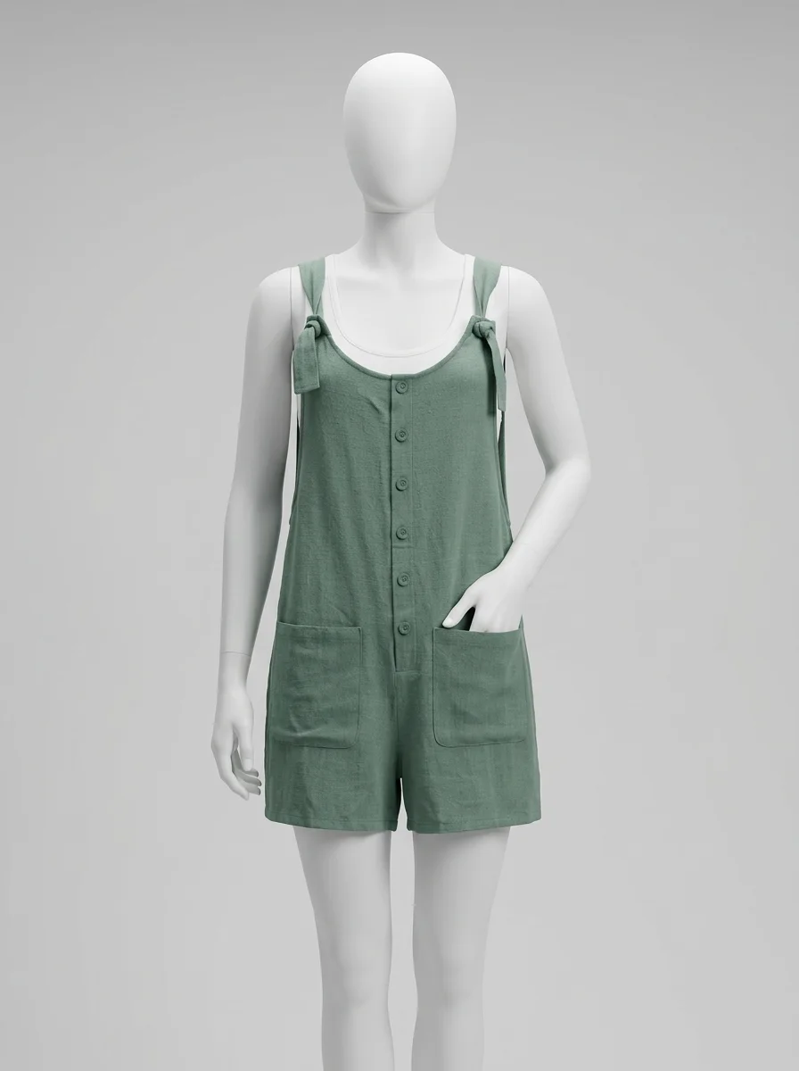 Combishort salopette poly-coton quotidien style bohème femme - Vue 4 - Combishort